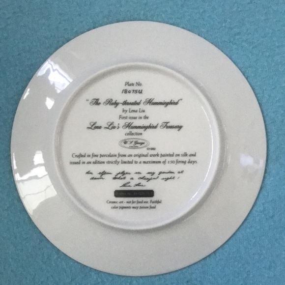 The Ruby-Throated Hummingbird by Lena Liu W. S. George Fine China circ. 1992 NEW - Picture 3 of 9